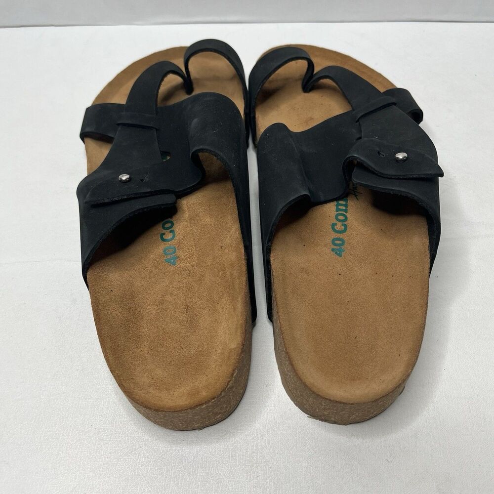 ComfortFusse Handmade Black Suede Comfort Slide Sandals  Women Size 40/9.5 - Picture 4 of 9